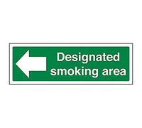 Vsafety 57014AX-S'Designated Smoking Area/Arrow Left' Sign, 300 mm x 100 mm (Pack of 3)