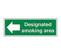 Vsafety 57014BJ-S'Designated Smoking Area/Arrow Left' Sign, 450 mm x 150 mm (Pack of 3)