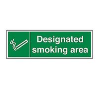 Vsafety 57015BJ-R'Designated Smoking Area' Sign, Landscape, 450 mm x 150 mm (Pack of 3)