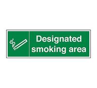Vsafety 57015BP-R'Designated Smoking Area' Sign, Landscape, 600 mm x 200 mm (Pack of 3)