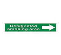 Vsafety 57016BJ-R'Designated Smoking Area/Arrow Right' Sign, 450 mm x 150 mm (Pack of 3)