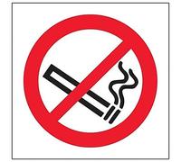 VSafety 57018AF-W "No Smoking Logo/Window Sticker" Prohibition Sign, Window Sticker, Square, 100 mm x 100 mm, Black/Red