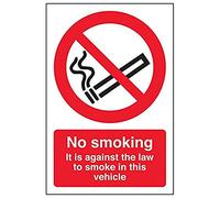 Vsafety 57021AG-S'No Smoking/Against The Law In This Vehicle' Sign, 100 mm x 150 mm (Pack of 3)