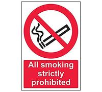 Vsafety 57025AU-S'All Smoking Strictly Prohibited' Sign, 200 mm x 300 mm (Pack of 3)
