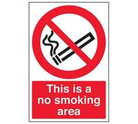 Vsafety 57027AU-R'This Is A No Smoking Area' Sign, Portrait, 200 mm x 300 mm (Pack of 3)