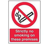 Vsafety 57031AN-S'Strictly No Smoking On These Premises' Sign, 150 mm x 200 mm (Pack of 3)