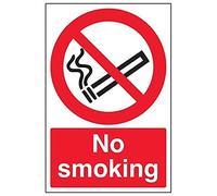 Vsafety 57034AU-R No Smoking Prohibition Sign - Portrait - 200mm x 300mm - 1mm Rigid Plastic, Black/Red
