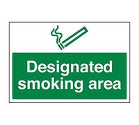 Vsafety 57041BA-S'Designated Smoking Area' Sign, Landscape, 300 mm x 200 mm (Pack of 3)