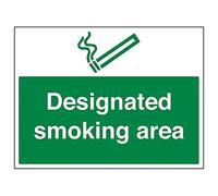 Vsafety 57041BF-R'Designated Smoking Area' Sign, Landscape, 400 mm x 300 mm (Pack of 3)