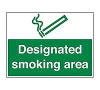 Vsafety 57041BR-R'Designated Smoking Area' Sign, Landscape, 600 mm x 450 mm (Pack of 3)