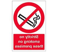 Vsafety 57049AU-W'Strictly No Smoking On These Premises' Sign, 200 mm x 300 mm (Pack of 3)