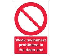 Vsafety 58006AU-R'Weak Swimmers Prohibited In The Deep End' Sign, 200 mm x 300 mm (Pack of 3)