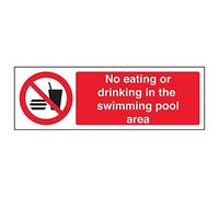 Vsafety 58014AX-R'No Eating/Drinking In Swimming Pool Area' Sign, 300 mm x 100 mm (Pack of 3)