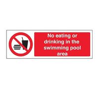 Vsafety 58014BJ-S'No Eating/Drinking In Swimming Pool Area' Sign, 450 mm x 150 mm (Pack of 3)