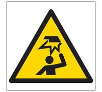 Vsafety 61008BG-R'Warning Mind Your Head Logo' Sign, Square, 400 mm x 400 mm (Pack of 3)