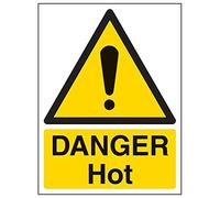 Vsafety 62003AN-R'Danger Hot' Sign, Portrait, 150 mm x 200 mm (Pack of 3)