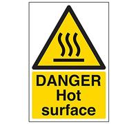Vsafety 62004AU-R'Danger Hot Surface' Sign, Portrait, 200 mm x 300 mm (Pack of 3)