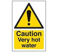 Vsafety 62007AG-S'Caution Very Hot Water' Sign, Portrait, 100 mm x 150 mm (Pack of 3)