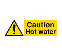 Vsafety 62012BP-S'Caution Hot Water' Sign, Landscape, 600 mm x 200 mm (Pack of 3)