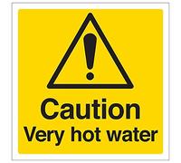 Vsafety 62017AT-R'Caution Very Hot Water' Sign, Square, 200 mm x 200 mm (Pack of 3)