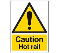 Vsafety 62019AN-R'Caution Hot Rail' Sign, Portrait, 150 mm x 200 mm (Pack of 3)