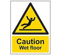 Vsafety 63003AN-R'Caution Wet Floor' Sign, Portrait, 150 mm x 200 mm (Pack of 3)