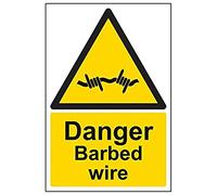 Vsafety 63008AU-S'Danger Barbed Wire' Sign, Portrait, 200 mm x 300 mm (Pack of 3)