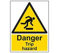 Vsafety 63010BC-R'Danger Trip Hazard' Sign, Portrait, 300 mm x 400 mm (Pack of 3)