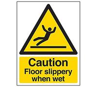 Vsafety 63044AN-R'Caution Floor Slippery When Wet' Sign, 150 mm x 200 mm (Pack of 3)