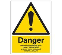Vsafety 63047BC-R'Warning Compressed Air, Danger Of Death' Sign, 300 mm x 400 mm (Pack of 3)
