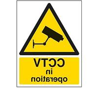 VSafety 63050AN-W "CCTV In Operation" Warning General Sign, Window Sticker, Portrait, 150 mm x 200 mm, Black/Yellow