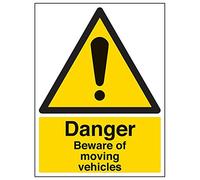 Vsafety 64003BC-R'Danger Beware Of Moving Vehicles' Sign, 300 mm x 400 mm (Pack of 3)