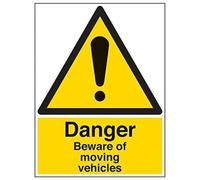 Vsafety 64003BL-R'Danger Beware Of Moving Vehicles' Sign, 450 mm x 600 mm (Pack of 3)