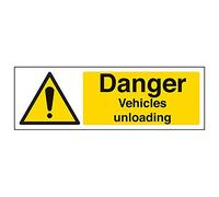 Vsafety 64015AX-R'Danger Vehicles Unloading' Sign, Landscape, 300 mm x 100 mm (Pack of 3)