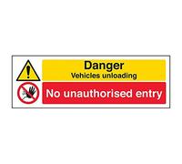 Vsafety 64020AX-R "Danger Vehicles Loading No Unauthorised…" Sign, 300 mm x 100 mm (Pack of 3)