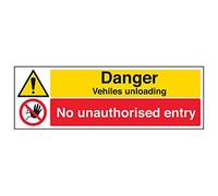 Vsafety 64020BJ-S "Danger Vehicles Loading No Unauthorised…" Sign, 450 mm x 150 mm (Pack of 3)