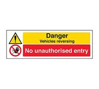 Vsafety 64021AX-S "Danger Vehicles Reversing No Unauthorised…" Sign, 300 mm x 100 mm (Pack of 3)