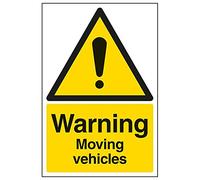 Vsafety 64022AU-R'Danger Moving Vehicles' Sign, Portrait, 200 mm x 300 mm (Pack of 3)