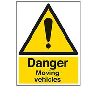 Vsafety 64022BC-S'Danger Moving Vehicles' Sign, Portrait, 300 mm x 400 mm (Pack of 3)