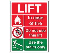 Vsafety 65005AN-S'Lift Fire Notice' Sign, Portrait, 150 mm x 200 mm (Pack of 3)