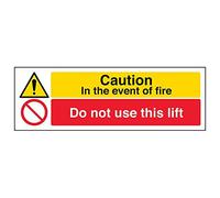 Vsafety 65006AX-R'Caution In Event Of Fire Do Not Use Lift' Sign, 300 mm x 100 mm (Pack of 3)