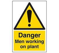 Vsafety 65010AU-S'Danger Men Working On Plant' Sign, Portrait, 200 mm x 300 mm (Pack of 3)
