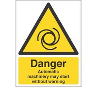 Vsafety 65014AN-R'Automatic Machinery Start Without Warning' Sign, 150 mm x 200 mm (Pack of 3)