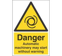 Vsafety 65014AU-S'Automatic Machinery Start Without Warning' Sign, 200 mm x 300 mm (Pack of 3)