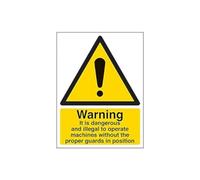 Vsafety 65017AN-R "Illegal To Operate Machine Without Guards…" Sign, 150 mm x 200 mm (Pack of 3)