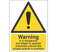 Vsafety 65017AN-S "Illegal To Operate Machine Without Guards…" Sign, 150 mm x 200 mm (Pack of 3)
