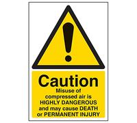 Vsafety 65021AU-R'Misuse Of Compressed Air May Cause Death' Sign, 200 mm x 300 mm (Pack of 3)