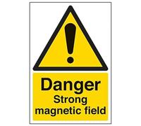Vsafety 65025AU-S'Danger Strong Magnetic Field' Sign, Portrait, 200 mm x 300 mm (Pack of 3)