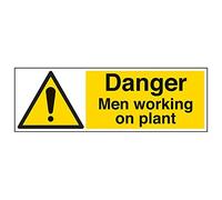 Vsafety 65028BP-S'Danger Men Working On Plant' Sign, Landscape, 600 mm x 200 mm (Pack of 3)