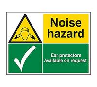 Vsafety 65057BF-S "Noise Hazard Ear Protectors Available on…" Sign, 400 mm x 300 mm (Pack of 3)